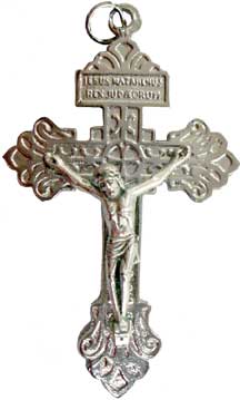 Pardon Indulgence Crucifix with St Benedict Medal and Miraculous Medal  Triple Threat Crucifix Cross for Rosary Making - 2 1/8 Inch Silver Oxidized